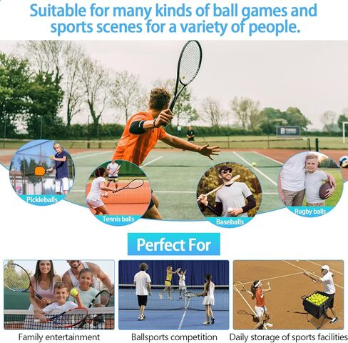 قادوس كرة تنس قابل للطي، يحمل 170 كرة، وعاء كرة تنس ذو سعة كبيرة مع عجلات لتدريب البيسبول على كرة البيسبول in Kuwait