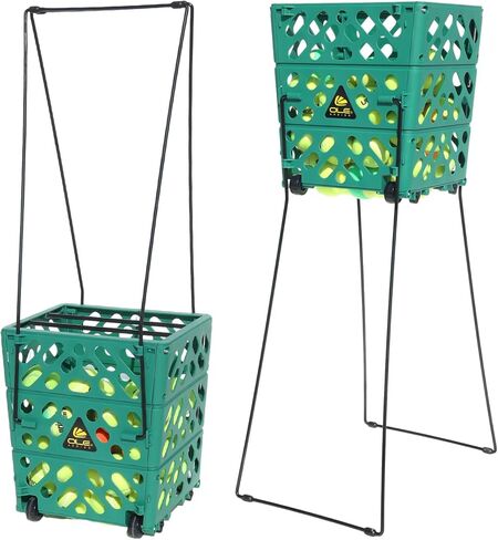 Tennis Ball Basket Tennis Ball Hopper with Wheels - 60 Balls Capacity Lightweight Picker Upper, Hands-Free Ball Retrieval Tool for Training & Court Use in Kuwait