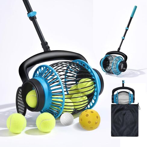 Tennis Ball Hopper Roller, Portable Tennis Ball Collector, No-Bend Tennis Hopper, Quick-Rolling Tennis Ball Picker Upper, 26-51" Telescopic Golf Ball Retriever in Saudi Arabia