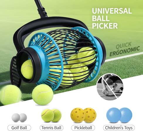 Tennis Ball Hopper Roller, Portable Tennis Ball Collector, No-Bend Tennis Hopper, Quick-Rolling Tennis Ball Picker Upper, 26-51" Telescopic Golf Ball Retriever in Saudi Arabia