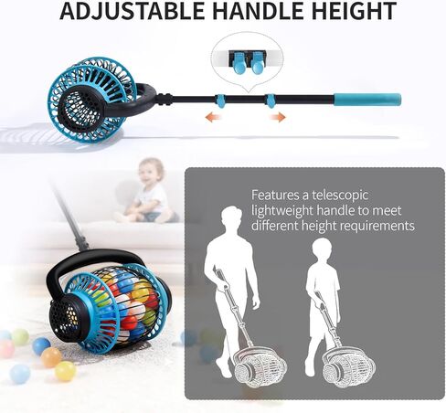 Tennis Ball Hopper Roller, Portable Tennis Ball Collector, No-Bend Tennis Hopper, Quick-Rolling Tennis Ball Picker Upper, 26-51" Telescopic Golf Ball Retriever in Saudi Arabia
