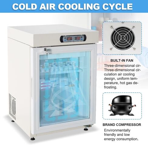 1.77Cu. Ft, 2-8℃ Countertop Compact Vaccine Commercial All-refrigerator, Lab Refrigerator, Designed for Pharmacy, Medicine, Vaccine Storage,Glass Door, Automatic Defrost, Digital Thermostat in Kuwait