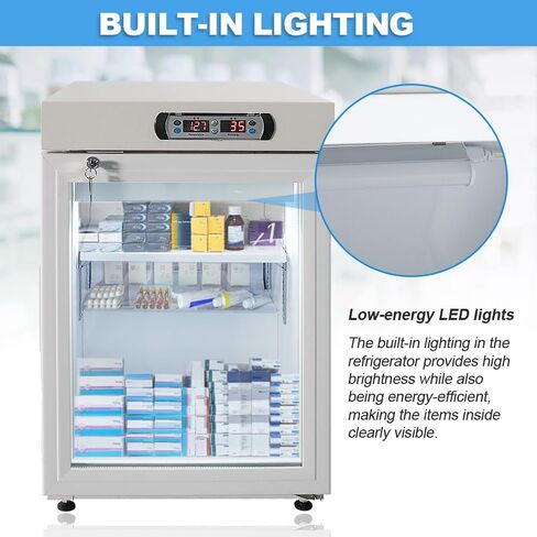 1.77Cu. Ft, 2-8℃ Countertop Compact Vaccine Commercial All-refrigerator, Lab Refrigerator, Designed for Pharmacy, Medicine, Vaccine Storage,Glass Door, Automatic Defrost, Digital Thermostat in Kuwait