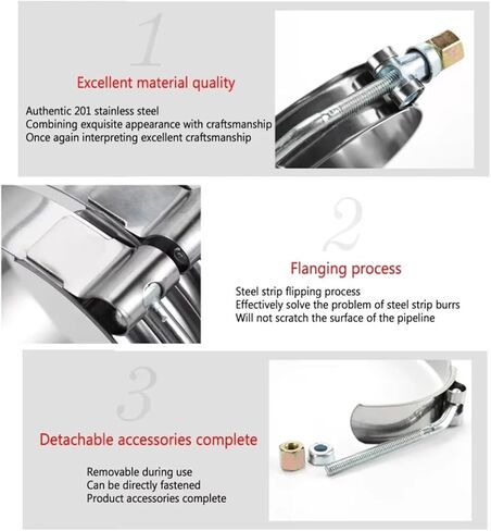 T Bolt Pipe Stainless Steel Clip Hose Clamps Turbo Pipe Coupler Intake Intercooler For Automotive Adjustable Metal Exhaust Pipe(ID 105-115mm) in Saudi Arabia