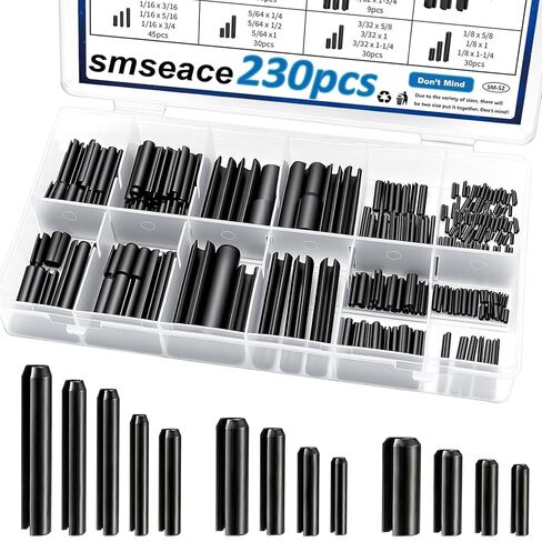 230 قطعة لفة دبوس مجموعة SAE 1/16 5/64 3/32 1/8 5/32 3/16 7/32 1/4 5/16 3/8 بوصة لفة دبابيس مجموعة متنوعة لتحسين المنزل إصلاح السيارات in Kuwait