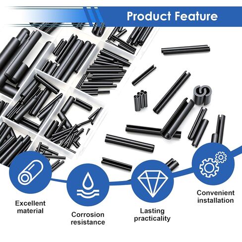 230 قطعة لفة دبوس مجموعة SAE 1/16 5/64 3/32 1/8 5/32 3/16 7/32 1/4 5/16 3/8 بوصة لفة دبابيس مجموعة متنوعة لتحسين المنزل إصلاح السيارات in Kuwait