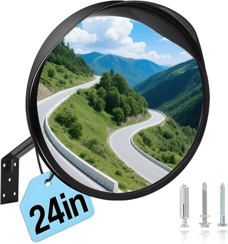 24" Unbreakable Convex Traffic Mirror – Adjustable Bracket, Wide-Angle Security Mirror for Retail Store, Garage, Warehouse, Blind Spot, Office, Parking Lot, Blind Spots Outdoor in Saudi Arabia