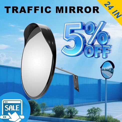 24" Unbreakable Convex Traffic Mirror – Adjustable Bracket, Wide-Angle Security Mirror for Retail Store, Garage, Warehouse, Blind Spot, Office, Parking Lot, Blind Spots Outdoor in Saudi Arabia