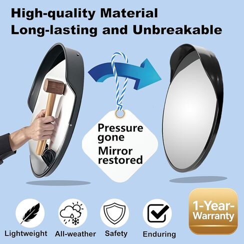 24" Unbreakable Convex Traffic Mirror – Adjustable Bracket, Wide-Angle Security Mirror for Retail Store, Garage, Warehouse, Blind Spot, Office, Parking Lot, Blind Spots Outdoor in Saudi Arabia