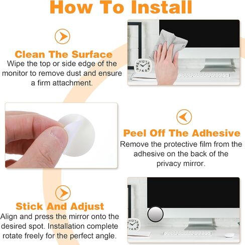 4Pack Office Desk Mirror, Adjustable Desk Mirror Office Cubicle, 2"Stick-On Monitor Mirrors to See Behind You in Saudi Arabia