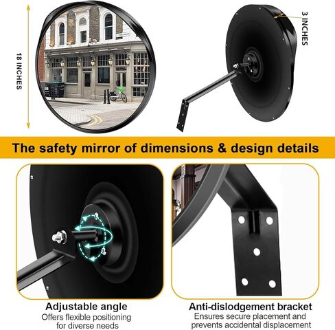 FYNPORT COVER 18’’ Convex Security Mirror – 180° Wide-Angle Blind Spot Coverage, Adjustable Mounting Bracket for Garage, Warehouse, Office, Driveways – Traffic Mirror for Home & Business Security in Saudi Arabia
