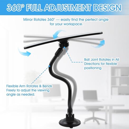 Cubicle Mirror to See Behind You – Adjustable Monitor Rear View Mirror for Office Desk, Personal Security & Privacy, Fits PC Monitors or Cubicle Walls in Kuwait