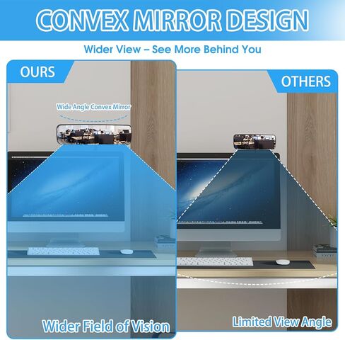 Cubicle Mirror to See Behind You – Adjustable Monitor Rear View Mirror for Office Desk, Personal Security & Privacy, Fits PC Monitors or Cubicle Walls in Kuwait
