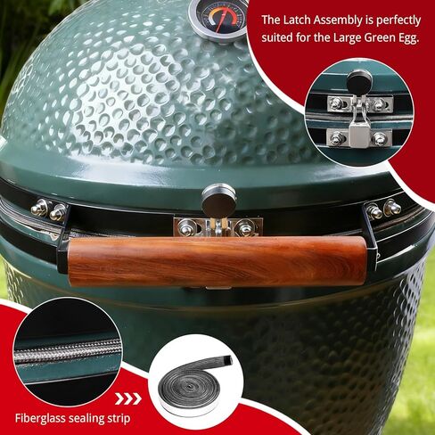 Vankey Latch Assembly for Large Big Size Green Egg, Zinc Alloy Hinge Band Latch Assembly Replacement Parts to Improve Seal, Compatible with Fiberglass Gasket, One-Handed Operation in Kuwait