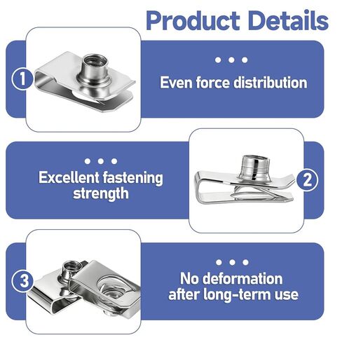 40 PCS 1/4"-20 Stainless Steel Regular Extruded U Nuts, U-Style Clip-On Nut Sliver Stainless Steel U-Type Fasteners in Saudi Arabia