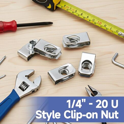 40 PCS 1/4"-20 Stainless Steel Regular Extruded U Nuts, U-Style Clip-On Nut Sliver Stainless Steel U-Type Fasteners in Saudi Arabia
