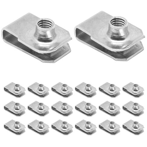M4 Regular Extruded U-Nut, 20PCS U-Style Clip-On Nuts Bumper Fender, Stainless Steel Clip Nuts U-Type Fasteners (Silver) in Saudi Arabia