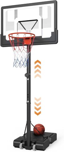 GORISE Basketball Hoop Outdoor, Height Adjustable, Portable Basketball Hoop & Goal with Fillable Base & 2 Wheels, Backboard for Backyard/Driveway/Indoor in Saudi Arabia