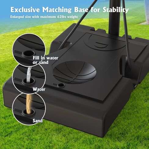 GORISE Basketball Hoop Outdoor, Height Adjustable, Portable Basketball Hoop & Goal with Fillable Base & 2 Wheels, Backboard for Backyard/Driveway/Indoor in Saudi Arabia