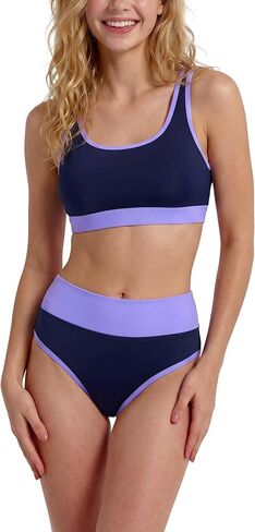Period Swimwear Menstrual Leakproof Swimsuit Tummy Control Bathing Suit High Waisted Color Block Bikini Sets for Teens in Kuwait
