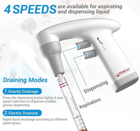 FOUR E'S SCIENTIFIC Electric Pipette Controller 0.1-100mL, Automatic Motorized Pipette Filler with LCD Screen, Adjustable Speed in Kuwait