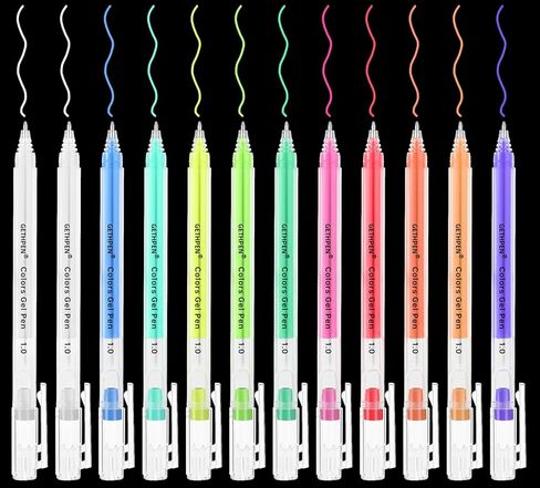 11-Colors Gel Pen Set for Black Paper Art, 1.0mm Extra Fine Tip Opaque Archival Ink Pens - 12 Pack Artists Gel Pens for Drawing, Sketching, Bullet Journaling, Card Making & Holiday in Kuwait