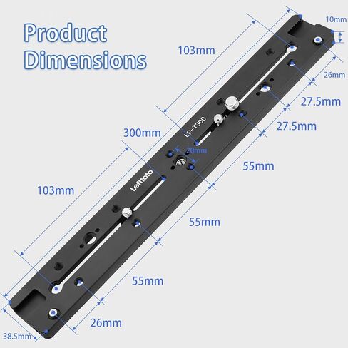 LEFTFOTO 300mm Dovetail Slide Rail,Arca Swiss Type Quick Release Plate with Locating Hole for ARRI,with More 1/4" 3/8" Threaded Holes and Cold Shoe,for DSLR Camera Tripod Ballhead in Saudi Arabia