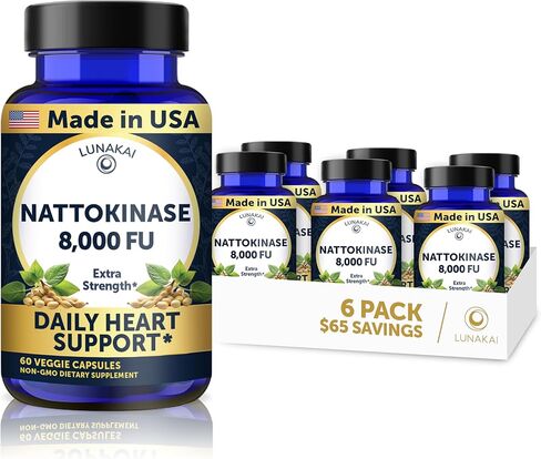 صنعت Lunakai USA ملحق Nattokinase-400mg إنزيم Natto ، 8000 FU لكل وجبة-دعم القلب والدورة الدموية-غير المعدلة وراثيا ، 60CT ، 4000 FU كبسولة in Kuwait
