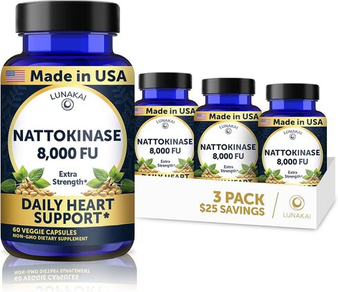 صنعت Lunakai USA ملحق Nattokinase-400mg إنزيم Natto ، 8000 FU لكل وجبة-دعم القلب والدورة الدموية-غير المعدلة وراثيا ، 60CT ، 4000 FU كبسولة in Kuwait