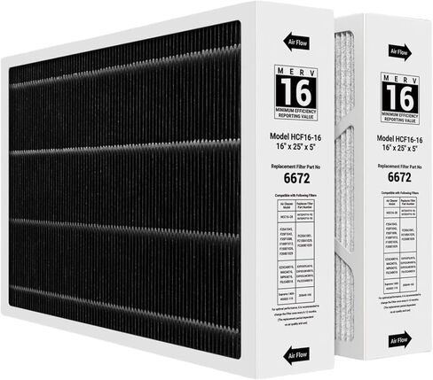X6672 16x25x5 Merv 16 Furnace Air Filter متوافق مع Lennox X6672 Carbon Healthy Carbon for Furnace (الحجم الفعلي: 15.75 × 24.75 × 4.37 بوصة) ، رقم الجزء HCF16-16 ، 2 حزمة in Kuwait
