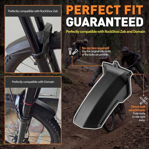 Dreyoo 2 Pack Mountain Bike Fenders Compatible with RockShox Zeb/Domain, MTB Mud Guard with Bolt On Design, Durable Protection Against Mud, Water & Trail Debris in Saudi Arabia