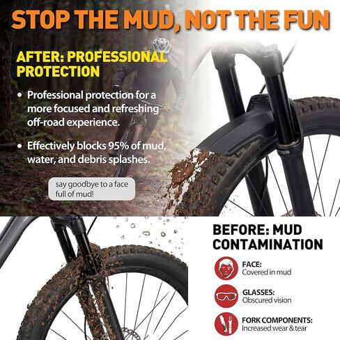 Dreyoo 2 Pack Mountain Bike Fenders Compatible with RockShox Zeb/Domain, MTB Mud Guard with Bolt On Design, Durable Protection Against Mud, Water & Trail Debris in Saudi Arabia