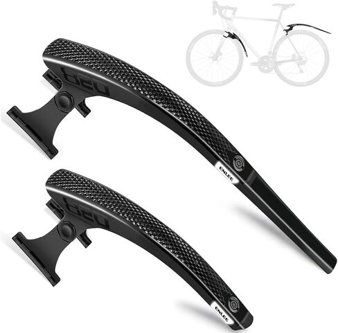 ENLEE 2pcs Bike Fender Set - Reflective Road/Gravel/Folding Bicycle Fender, Lightweight Waterproof Front and Rear Bike Mud Guard, Suitable for Bicycle Tire Width: 23-35mm(only fit disc Brake), Black in Kuwait