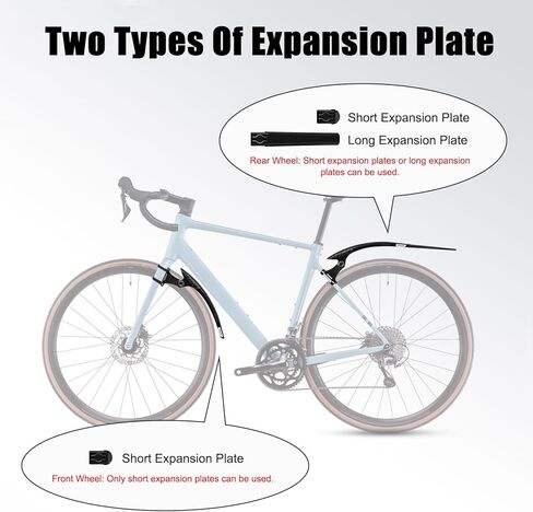 ENLEE 2pcs Bike Fender Set - Reflective Road/Gravel/Folding Bicycle Fender, Lightweight Waterproof Front and Rear Bike Mud Guard, Suitable for Bicycle Tire Width: 23-35mm(only fit disc Brake), Black in Kuwait