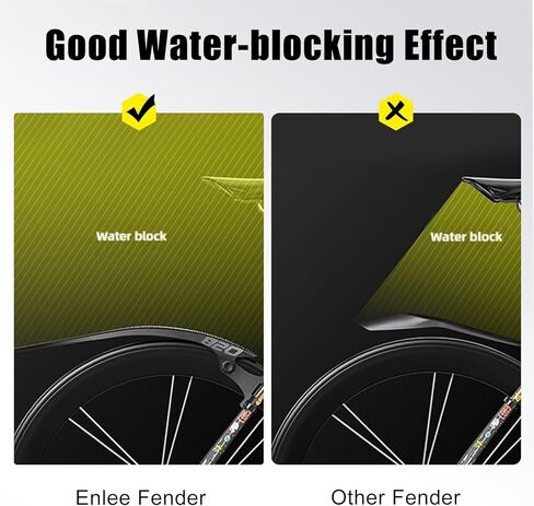 ENLEE 2pcs Bike Fender Set - Reflective Road/Gravel/Folding Bicycle Fender, Lightweight Waterproof Front and Rear Bike Mud Guard, Suitable for Bicycle Tire Width: 23-35mm(only fit disc Brake), Black in Kuwait