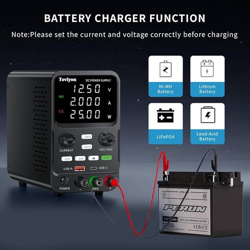 30V 10A DC Power Supply Variable, Adjustment Bench Power Supply with Encoder Knob, 4 Memory Presets, OCP/OVP Protection, USB-A and Type-C Fast Charge and Key Lock for Repair Lab DIY in Saudi Arabia