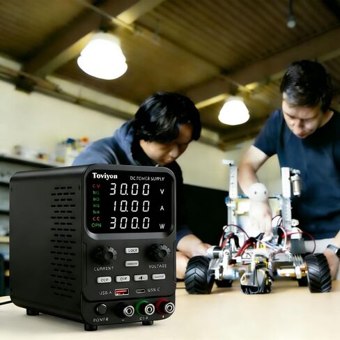 30V 10A DC Power Supply Variable, Adjustment Bench Power Supply with Encoder Knob, 4 Memory Presets, OCP/OVP Protection, USB-A and Type-C Fast Charge and Key Lock for Repair Lab DIY in Saudi Arabia