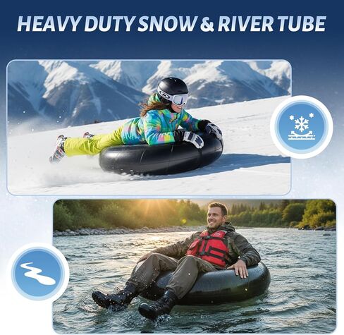 44 Inch Snow Inner Tube 2 Pack, Snow Tube for Snow Sledding and River Floating, Inflatable Butyl Rubber Snow Tube Heavy Duty, Innertubes for Snow Tubing, Pool Closing and Whitewater Adventures in Kuwait