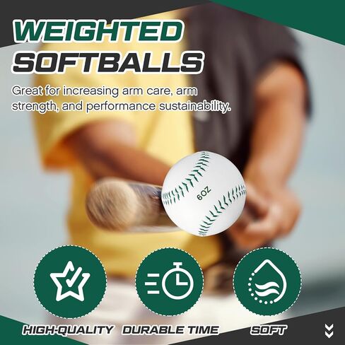 Set of 4 Weighted Softball Training Softballs Weighted Balls for Softball with Drawstring Bag (Yellow, Green, Blue, Red 12 in) in Saudi Arabia