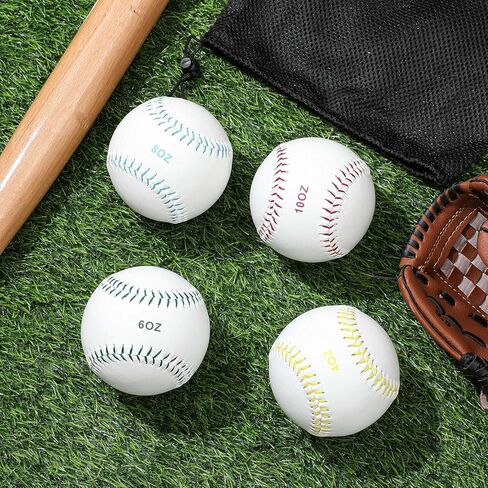 Set of 4 Weighted Softball Training Softballs Weighted Balls for Softball with Drawstring Bag (Yellow, Green, Blue, Red 12 in) in Saudi Arabia