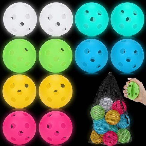 Coopay 6/12 Pack Practice Balls Glow in The Dark Baseballs Plastic Soft Baseballs with Drawstring Bag for Indoor Outdoor Night Training, Backyard Games Batting Hitting Softballs in Saudi Arabia