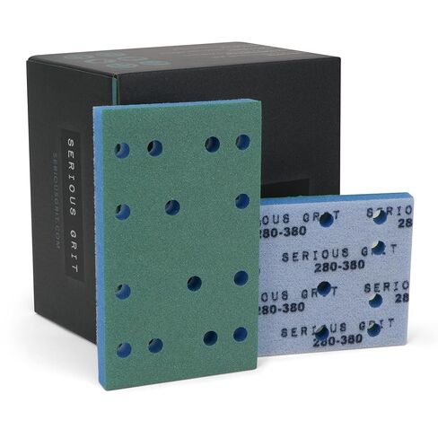 Serious Grit - 3" x 5" (80x133mm) Foam Sanding Pads - P150-180 Med Fine Finish Grit - 1/2" Thick Low Density Foam - Hook & Loop - Fits Festool RTS 400 & Mirka DEOS 3x5 Sanders – Made in USA – 10 Pack in Kuwait