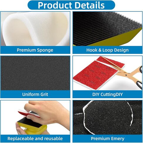 مجموعة إسفنجة صنفرة BURMONG مكونة من 25 قطعة، 120-600 حبيبة، قابلة لإعادة الاستخدام مقاس 3×4 بوصة، كتل صنفرة إسفنجية رطبة وجافة للخشب والأثاث والمعادن والجدران الجافة in Kuwait