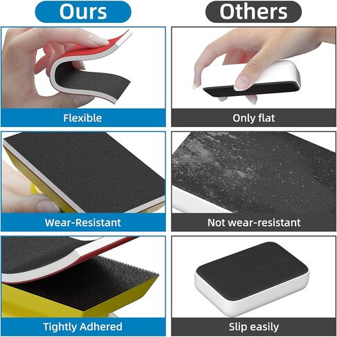 مجموعة إسفنجة صنفرة BURMONG مكونة من 25 قطعة، 120-600 حبيبة، قابلة لإعادة الاستخدام مقاس 3×4 بوصة، كتل صنفرة إسفنجية رطبة وجافة للخشب والأثاث والمعادن والجدران الجافة in Kuwait