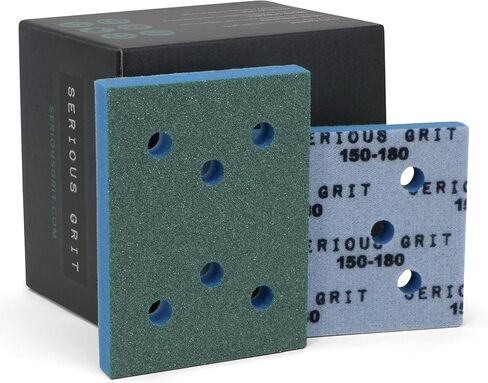 Serious Grit - 3" x 4" Foam Abrasive 120-150 Finish Sanding Pads - Fits Surfprep, Uneeda Ekasand, & Mirka - 1/2" Thick Soft Foam Hook & Loop Sandpaper Pads for 3x4 Sanders - Made in USA - 10 Per Box in Kuwait