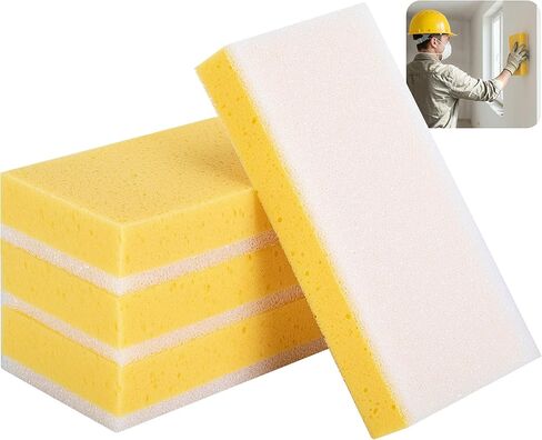 RUBII 4 Pcs Drywall Wet Sanding Sponge, 9 Inch Washable Double Sided Drywall Finishing Sponge, Reusable Drywall Sanding Blocks for Wiping Dust Smoothing Surface in Kuwait