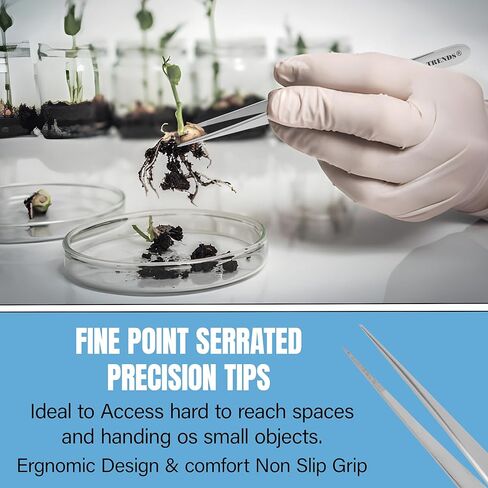 ملقط تلبيس عالي الدقة من الفولاذ المقاوم للصدأ مع نقطة مسننة قوية ومستقيمة لاستخدام أدوات مهندس مختبرات للاستخدام الفني العلمي متعدد الأغراض (6 بوصة) in Kuwait