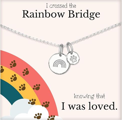 HOPE LOVE SHINE Rainbow Bridge Pet Memorial Necklace - Dog Sympathy Gifts, Loss of Pet, Cat Memorial Jewelry for Women & Men - Dog Dad & Dog Mom Necklace for Death of a Pet - Cat & Dog Memorial Gifts in Kuwait