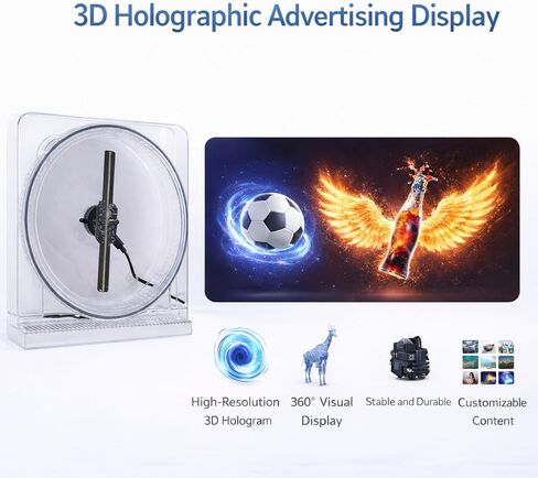 Holographic Advertising Display Fan, 5.5 Inch 2000x128 Resolution 3D Holographic Projector, 128 LED Beads APP Control for Shop Party Bar Advertising Display in Saudi Arabia