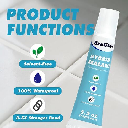 Hybrid Sealant - Premium Waterproof Caulk for Bathroom, Kitchen, Sink Repairs, Cures Underwater, No Gun Needed, Solvent-Free, Paintable & Stays White (5.3 oz/150g) in Kuwait